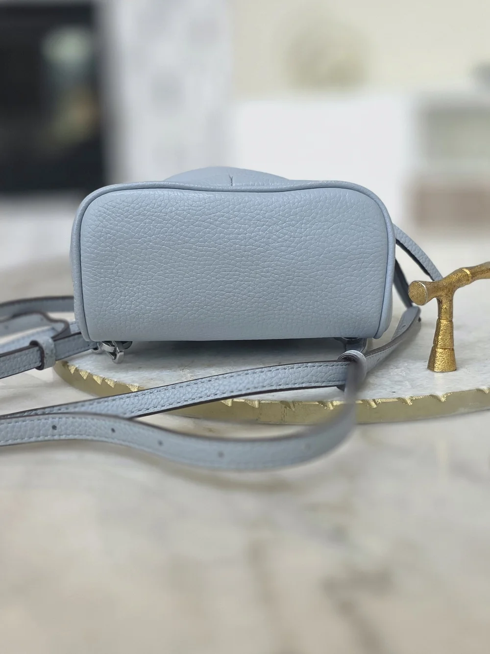 Kate Spade New York Karina Mini Convertible Backpack Powder Blue Pebbled Leather